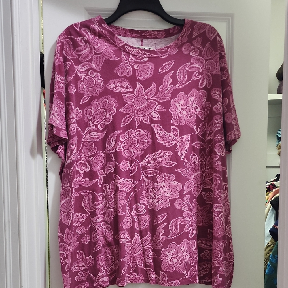 We The Free Free People Pink Floral Short Sleeve Top